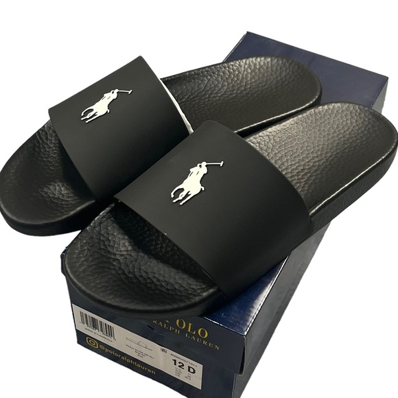 Polo Ralph Lauren Men's Signature Pony Slide Sandals Black Sizes 7 8 9 11 12 13 - Picture 10 of 14